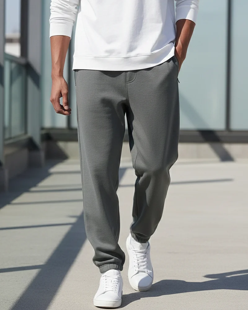بيواكوف Men's Charcoal Grey Oversized Warm Joggers